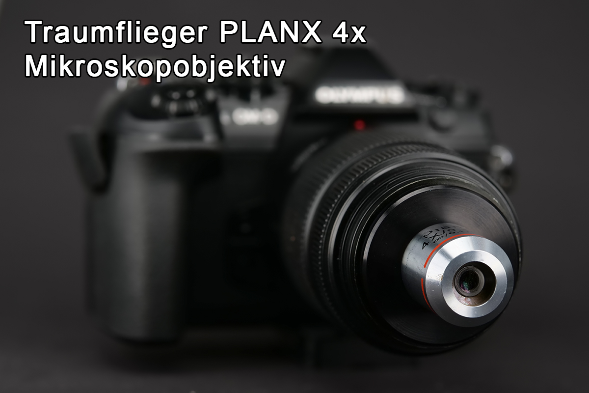 Schneeflocken fotografieren - Mikroskopobjektiv PLAN X 4x - Traumflieger.de