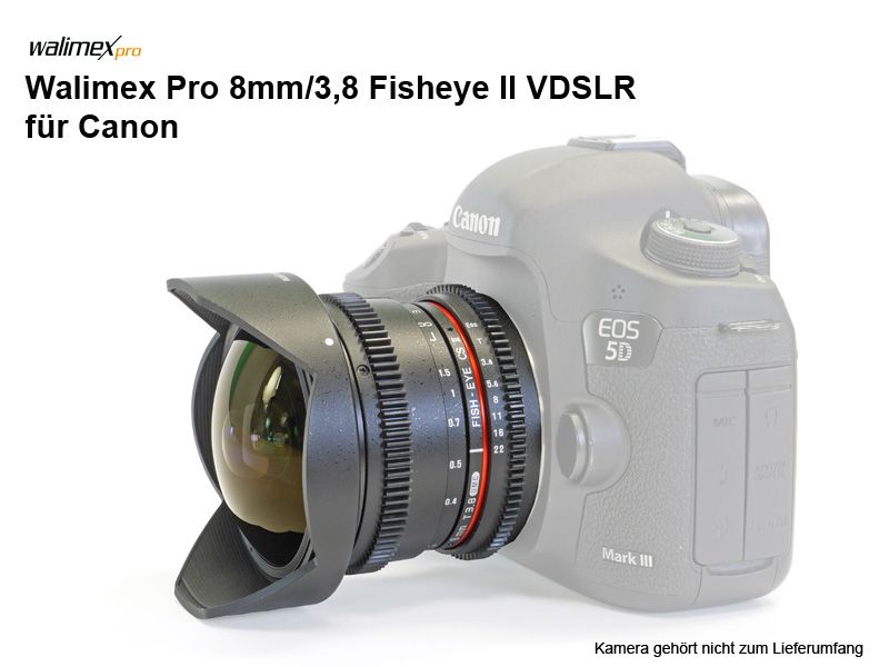 Walimex Pro 8mm/T3,8 Fisheye II VDSLR für Canon EF-S, manuell - Traumflieger