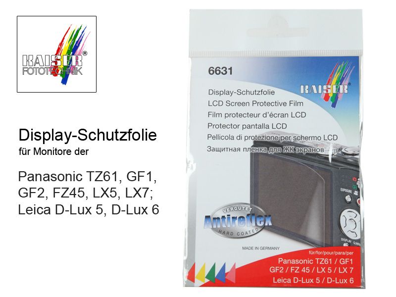 Kaiser Display-Schutzfolie für Panasonic GF1, GF2, TZ61, Leica D-Lux 5 etc.  - Traumflieger